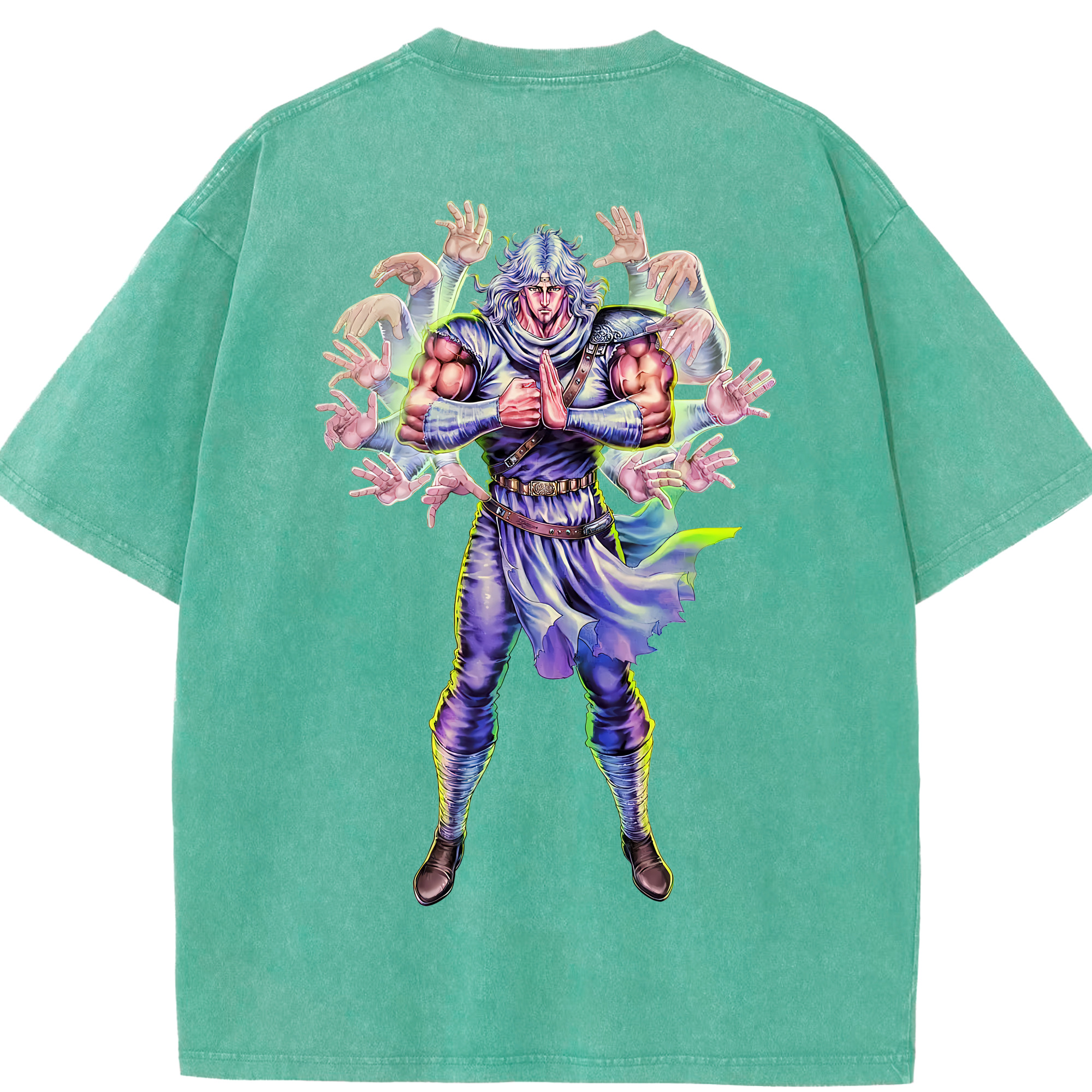 （画像用） 北斗の拳 Fist of the North Star 綿100% ヴィンテージ風 半袖Tシャツ（背面プリント）